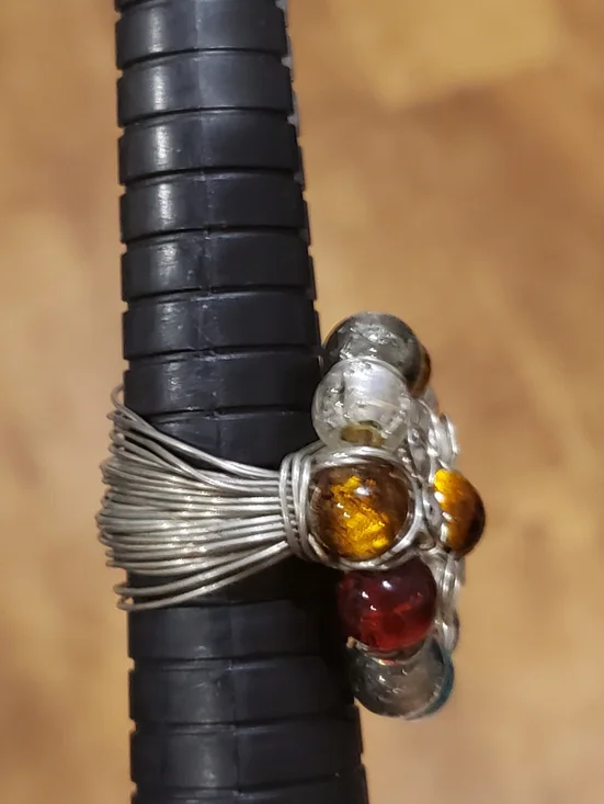 Multicolor Glass Cluster Statement Ring - Picture 2 of 7